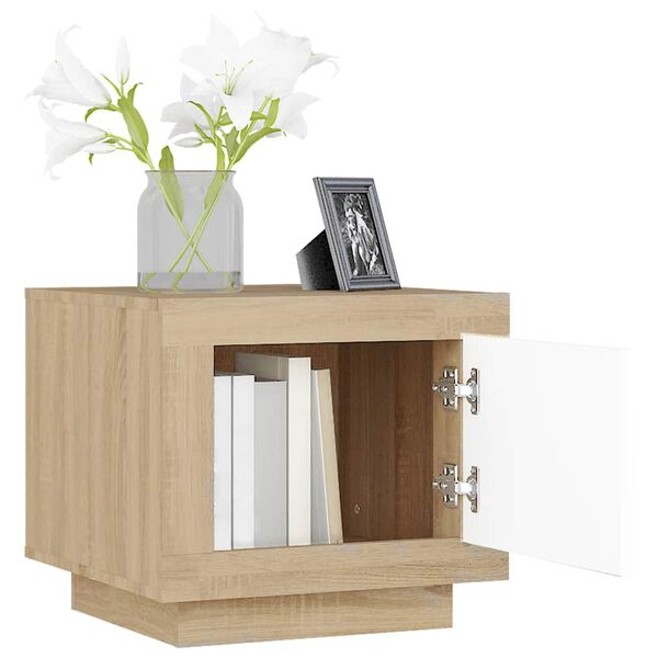 vidaXL Couchtisch Wei&szlig; und Sonoma-Eiche 51x50x45 cm Holzwerkstoff
