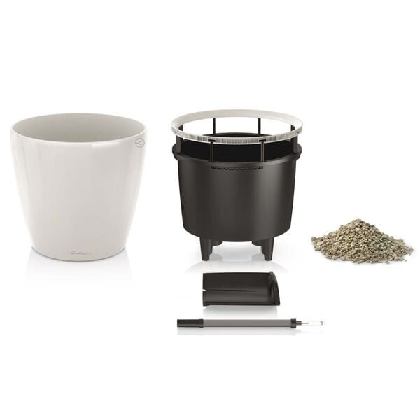 LECHUZA Blumentopf CLASSICO LS 28 ALL-IN-ONE Set Hochglanz-Weiß 16040