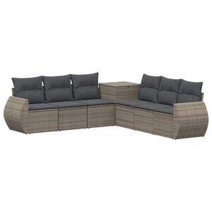 vidaXL Sofa Set 7 stk. Grau und Dunkelgrau Polyrattan und Stahl