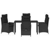 vidaXL Garten Essgruppe mit Kissen 5 pcs Schwarz Poly-Rattan