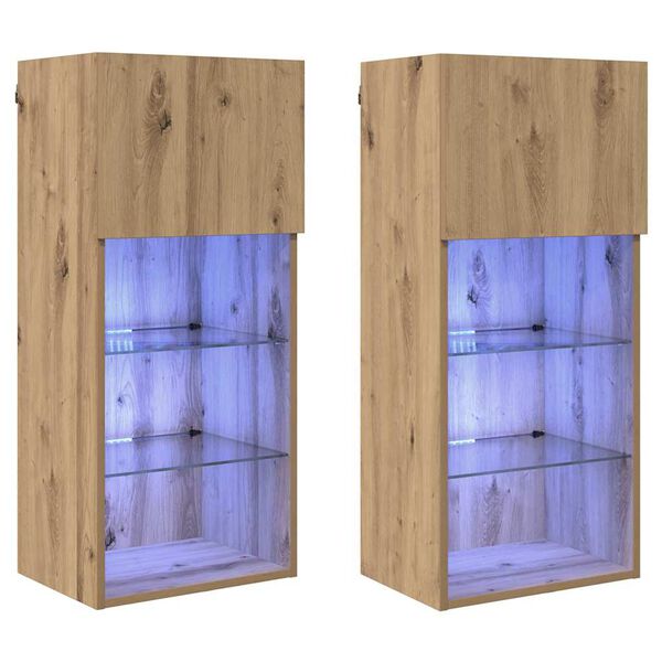 vidaXL Wandmontierte TV-Schr&auml;nke 2 pcs Artisan-Eiche 40,5 x 30 x 90 cm