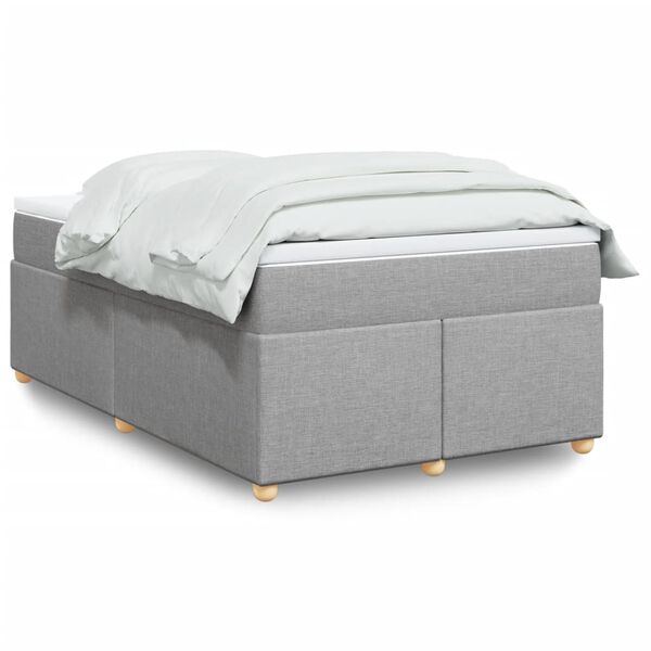 vidaXL Boxspringbett mit Matratze Hellgrau 120x200 cm Stoff