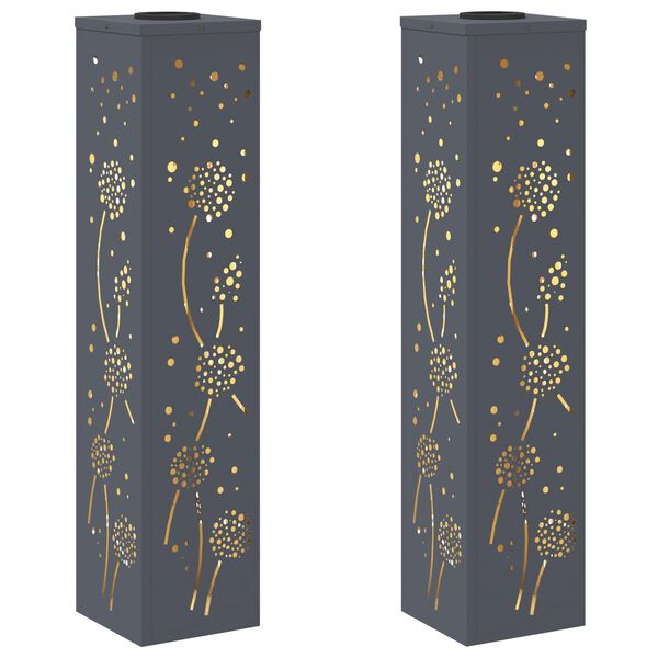 vidaXL Solar LED Weg Licht 2 pcs Anthrazit Kalt gewalzter Stahl