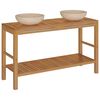 vidaXL Waschtisch Massivholz Teak mit Waschbecken Marmor Creme