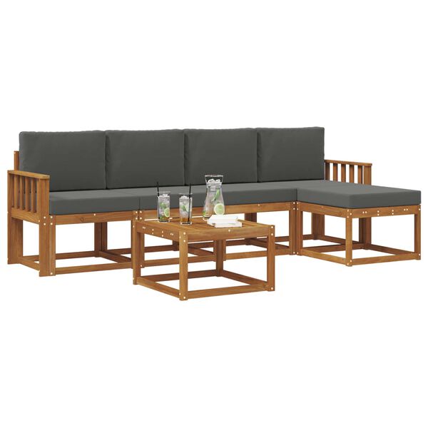 vidaXL Outdoor-Sofagarnitur mit Kissen 6 pcs Natur und Anthrazit