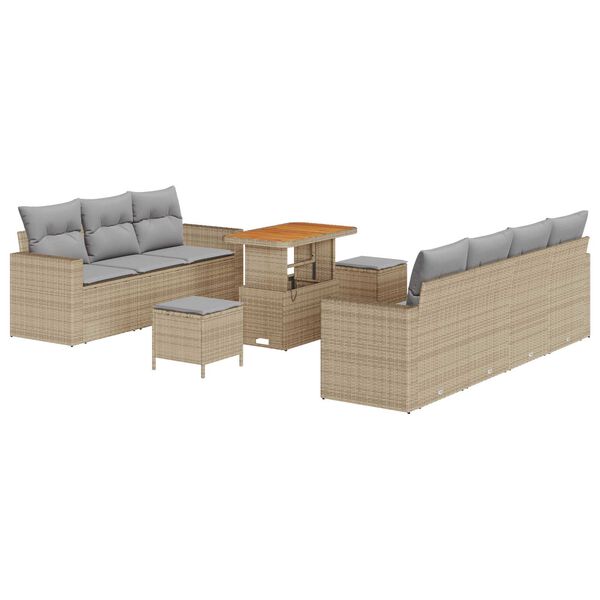 vidaXL Garten-Sofa-Set mit Kissen 10 pcs Beige und Hellgrau