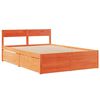 vidaXL Bett mit Schubladen und Matratze Wachsbraun 140x190 Massivholz