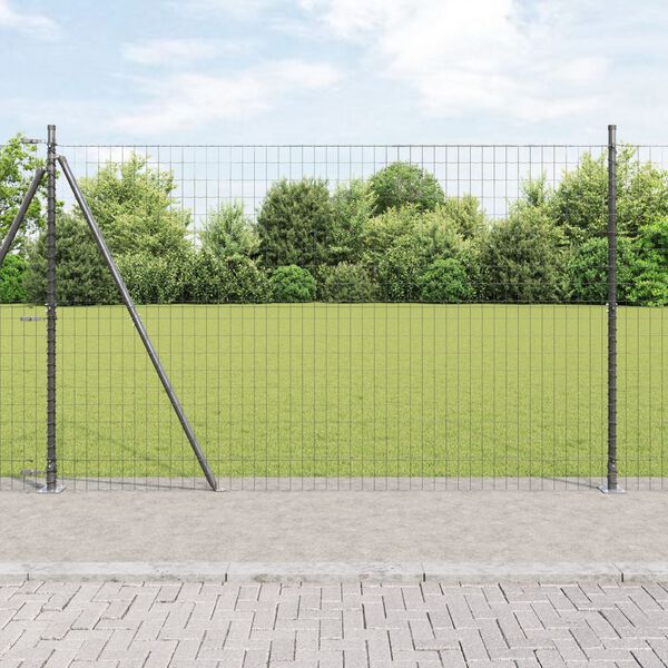 vidaXL Zaun mit Pfosten Grau 1,6 x 10 m Stahl und PVC