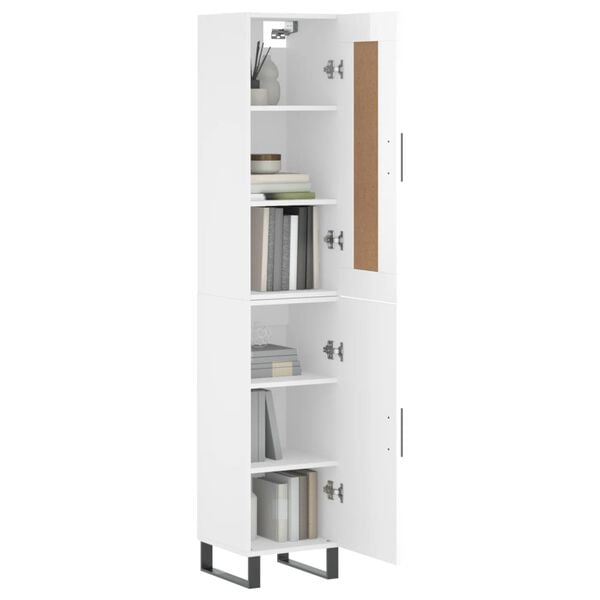 vidaXL Highboard Hochglanz-Wei&szlig; 34,5x34x180 cm Holzwerkstoff