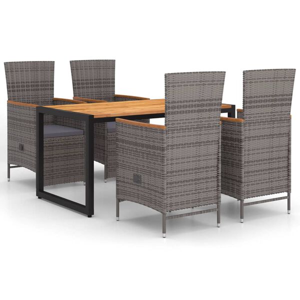 vidaXL 5-tlg. Garten-Essgruppe Grau