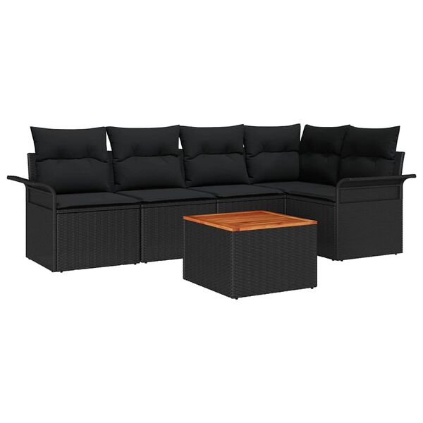 vidaXL Gartensofa-set mit Speicher 6 pcs Schwarz Poly-Rattan