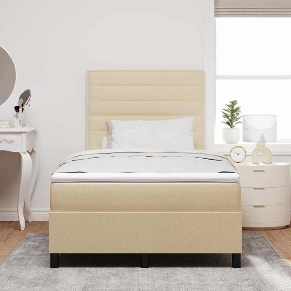 vidaXL Boxspringbett mit Matratze mit LED Creme 120 x 200 cm Stoff