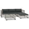 vidaXL 5-tlg. Garten-Lounge-Set mit Kissen Poly Rattan Grau