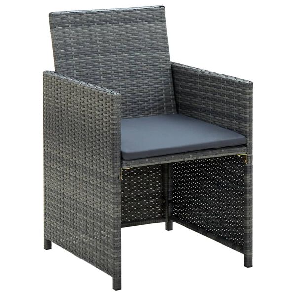 vidaXL 4-tlg. Garten-Lounge-Set mit Auflagen Poly Rattan Grau