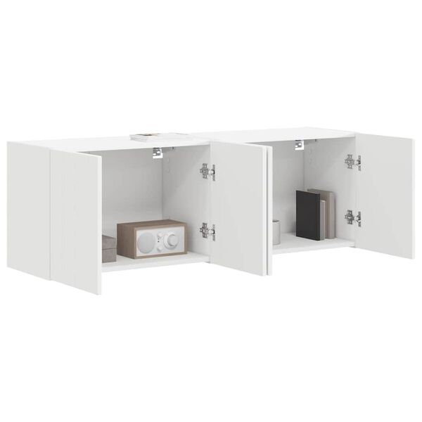 vidaXL TV-Wandschrank 2 pcs Wei&szlig; 59,5 x 31 x 40 cm Holzwerkstoff