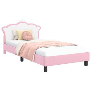 vidaXL Kinderbettgestell mit Kopfteil mit Kopfteil Rosa 90 x 190 cm PU