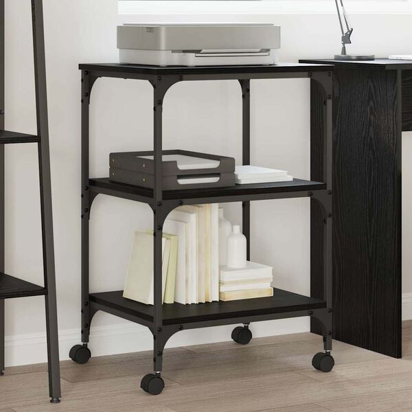 vidaXL Druckerst&auml;nder Schwarz Eichen-Optik 50 x 41 x 75 cm