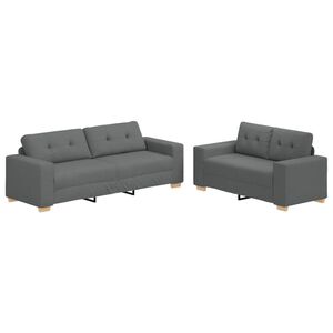 vidaXL 2-teiliges Sofa-Set mit Kissen, dunkelgrauer Stoff