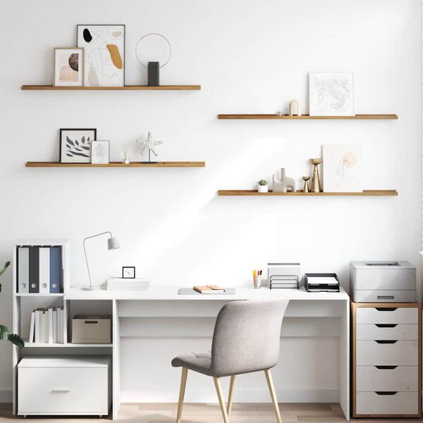 vidaXL Wandregal mit Regal 4 pcs Braun 115 x 9 x 3 cm Holzwerkstoff