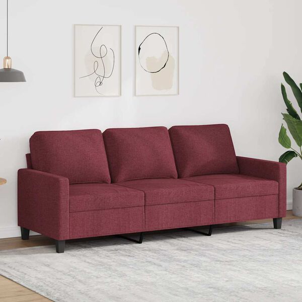 vidaXL 3-Sitzer-Sofa Weinrot 180 cm Stoff