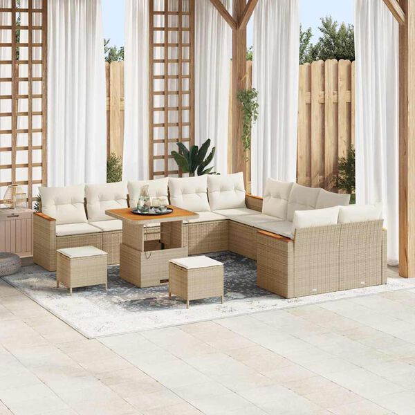 vidaXL Gartensofa-set 13 pcs Beige Poly-Rattan
