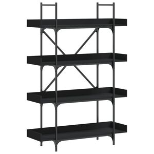 vidaXL B&uuml;cherregal 4 B&ouml;den Schwarz 100x33x145,5 cm Holzwerkstoff