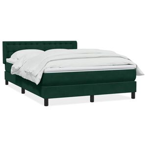 vidaXL Boxspringbett mit Matratze Dunkelgr&uuml;n 160x220 cm Samt