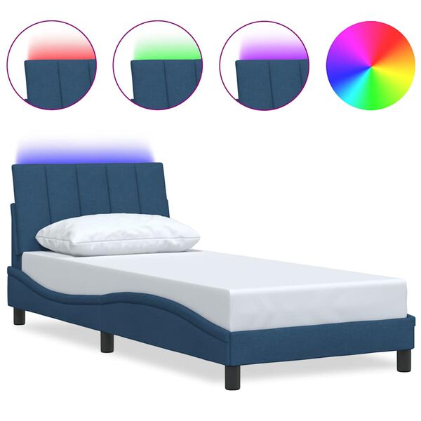 vidaXL Bettgestell ohne Matratze "Hanko" Blau 90x200 cm Stoff