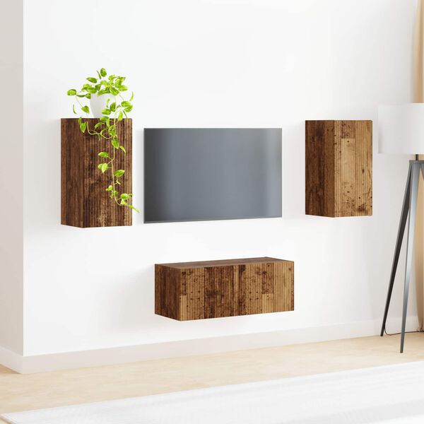 vidaXL TV-Schrankset Wandmontiert 2 pcs Altholz Holzwerkstoff