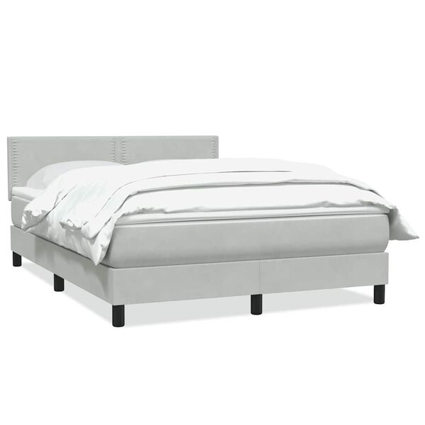 vidaXL Boxspringbett mit Matratze Hellgrau 160x210 cm Samt