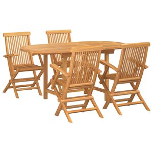 vidaXL Garten Essgruppe 5 stk. Braun Massivholz Teak