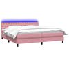vidaXL Boxspringbett mit Matratze & LED Rosa 200x210 cm Samt