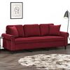 vidaXL 3-Sitzer-Sofa mit Kissen Weinrot 180 cm Samt