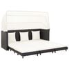 vidaXL Ausziehbares 3-Sitzer-Schlafsofa mit Dach Poly Rattan Schwarz