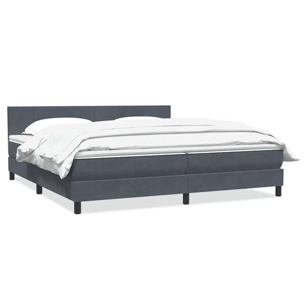 vidaXL Boxspringbett mit Matratze Dunkelgrau 200x210 cm Samt