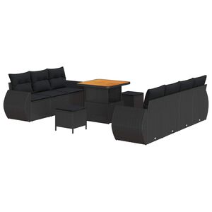 vidaXL Gartensofa-set 10 stk. 7-Sitzer Schwarz Poly-Rattan