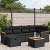 vidaXL 6-tlg. Garten-Sofagarnitur mit Kissen Schwarz Poly Rattan