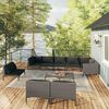 vidaXL 10-tlg. Garten-Lounge-Set mit Kissen Poly Rattan Dunkelgrau