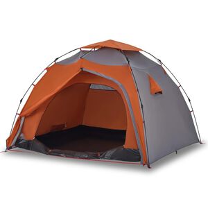 vidaXL Kuppel-Campingzelt 4 Personen Grau und Orange Quick Release