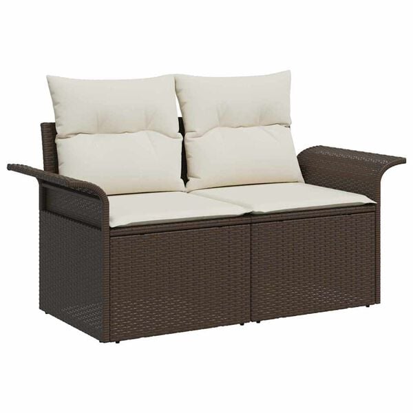 vidaXL Garten-Sofa-Set mit Kissen 8 pcs Braun Poly-Rattan