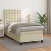 vidaXL Boxspringbett mit Matratze Creme 100x200 cm Kunstleder