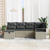 vidaXL Sofa Set mit Kissen mit Speicher 6 pcs Hellgrau Poly-Rattan