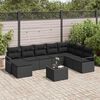 vidaXL Sofa Set mit Kissen mit Speicher 9 pcs Schwarz Poly-Rattan