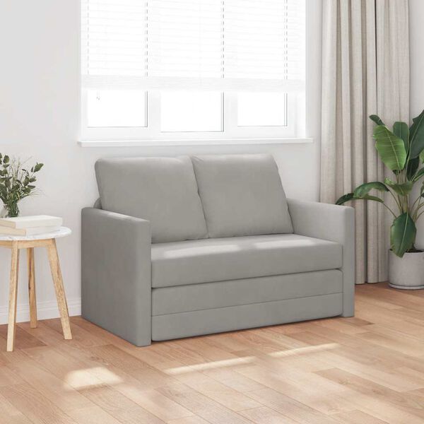 vidaXL Bodensofa mit Schlaffunktion Hellgrau 122x204x55 cm Samt