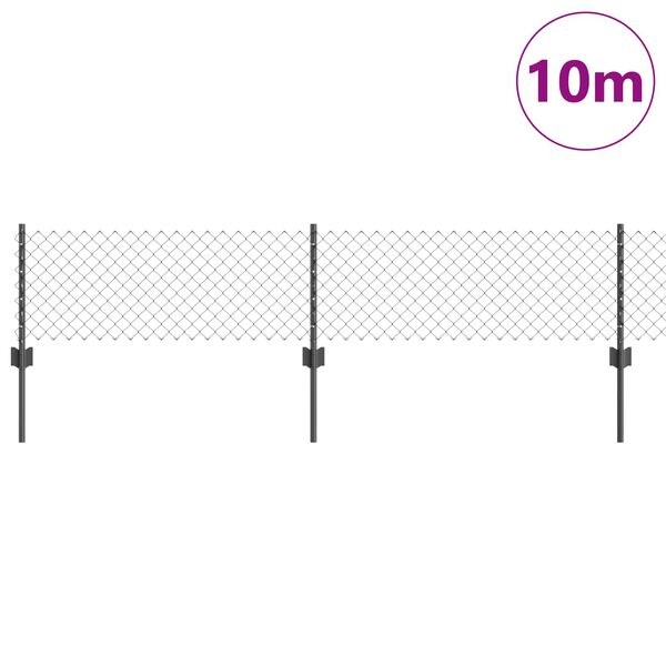 vidaXL Zaun mit Pfosten Grau 0,4 x 10 m Stahl und PVC