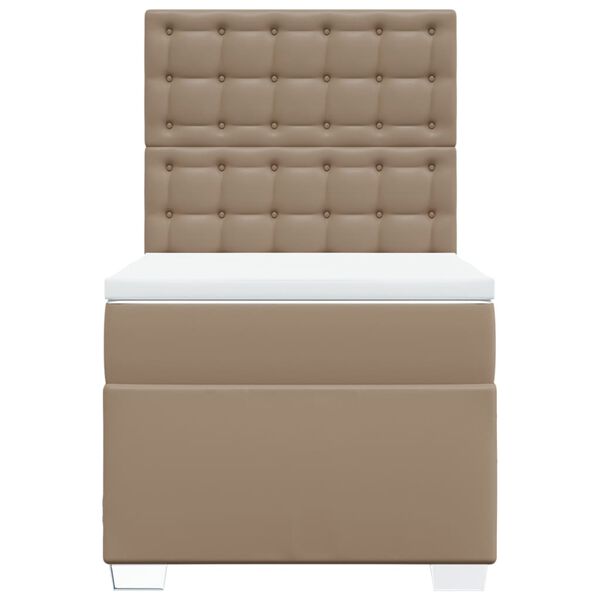 vidaXL Boxspringbett mit Matratze Cappuccino-Braun 90x190cm Kunstleder
