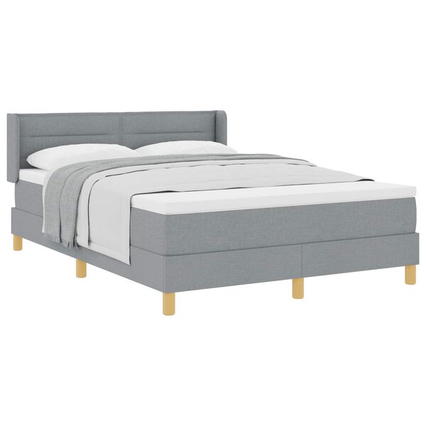 vidaXL Boxspringbett mit Matratze Hellgrau 200 x 160 cm Stoff