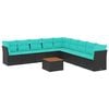 vidaXL 10-tlg. Garten-Sofagarnitur mit Kissen Schwarz Poly Rattan