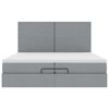 vidaXL Ottoman-Bett mit Matratzen Hellgrau 200x200 cm Stoff