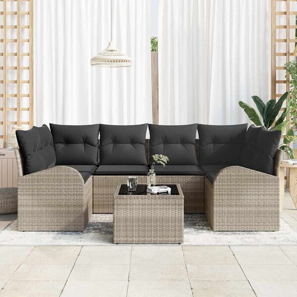 vidaXL Gartensofa-set Hellgrau 55 x 55 x 37 cm Poly-Rattan